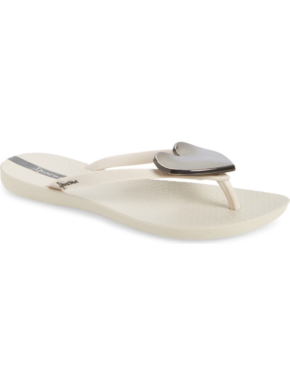 NWOT Ipanema Women’s Wave Heart Flip Flop Beige Grey Slip on Beach Sandals 9